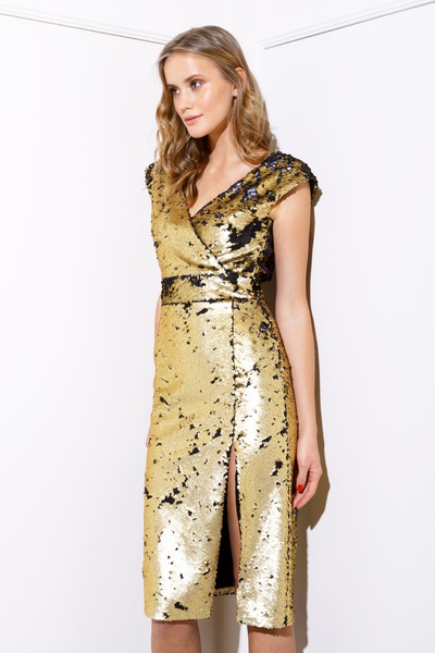 Платье с двусторонними пайетками, золотое