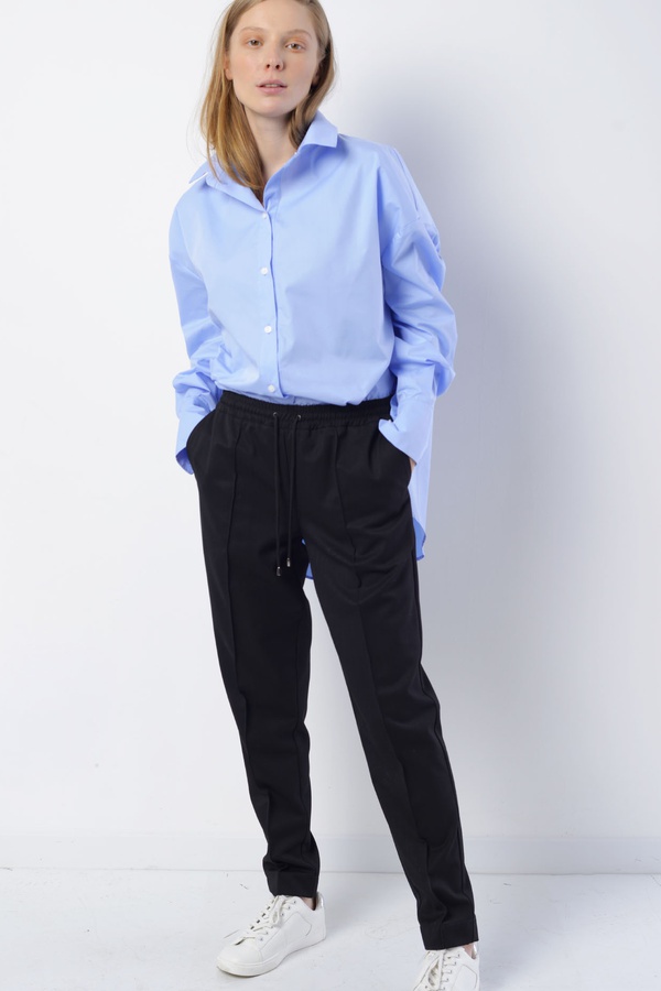 Брюки со стрелами, на завязках, черные