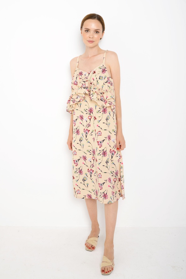 Сарафан с рюшей, розовый