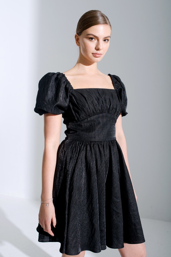 Платье миди с кокеткой, черное