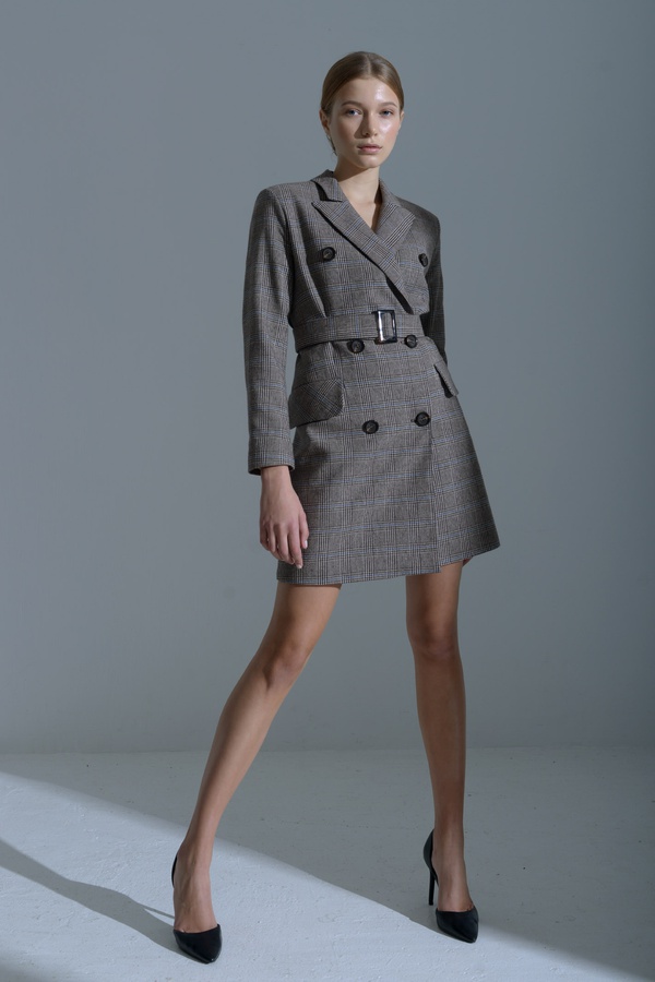 Платье-жакет, коричневый