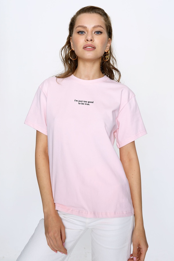 Футболка Lea, розовая, принт