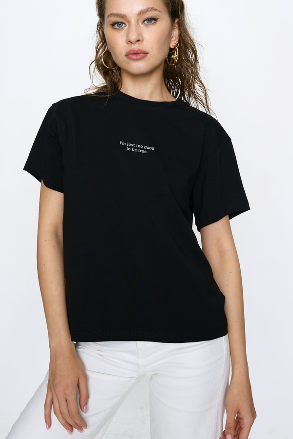 Футболка Lea, черная, принт