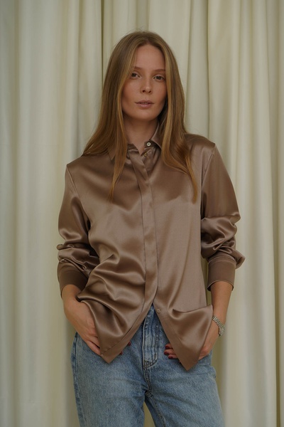 Шелковая рубашка Amy, коричневая